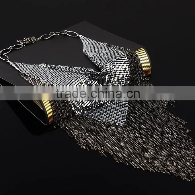 latest jewelry fashion Alloy gold charming chain tassel wholesale chunky statement necklace