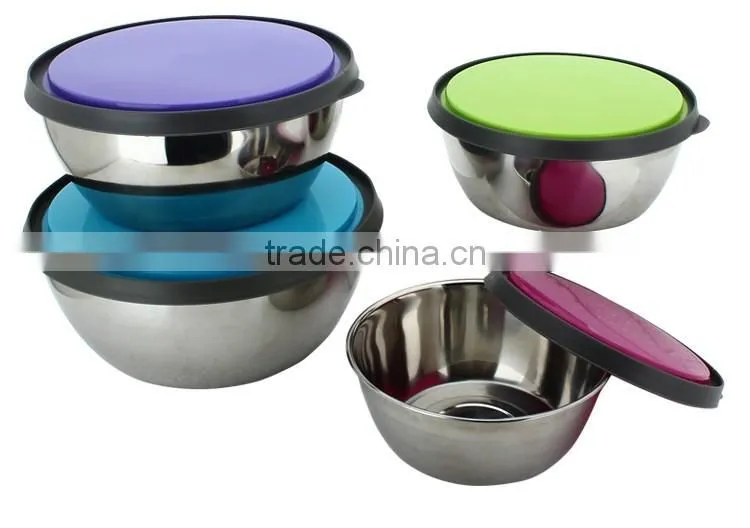 high quality food storage box/stainless steel mixing bowl set/salad bowl set metal with lid