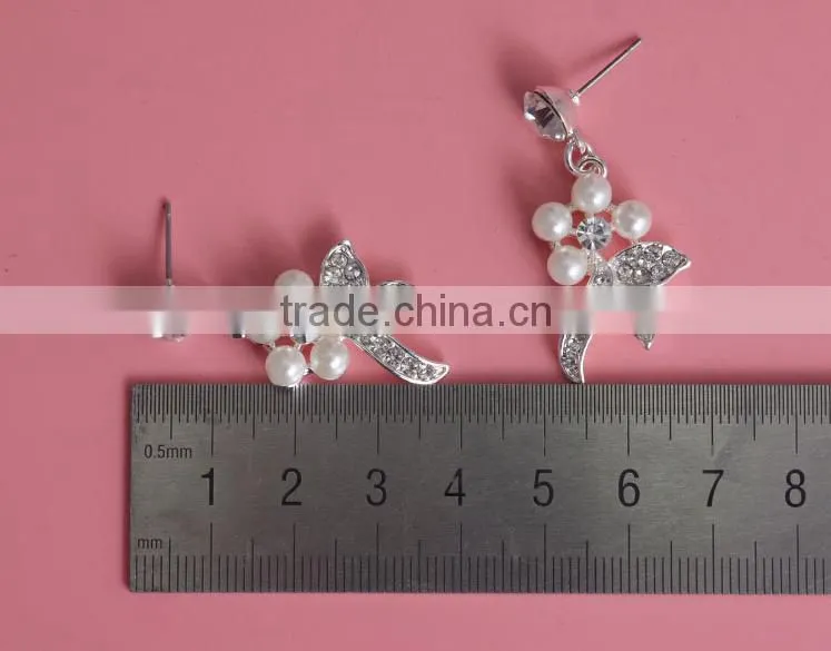 Wedding Pearl Rhinestone Jewelry Set Bridal Necklace and Earring Set