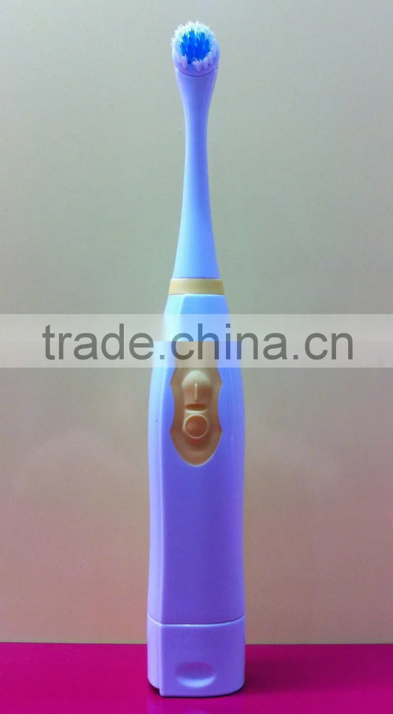 battery powered round brush head toothbrush for adult with protective cap
