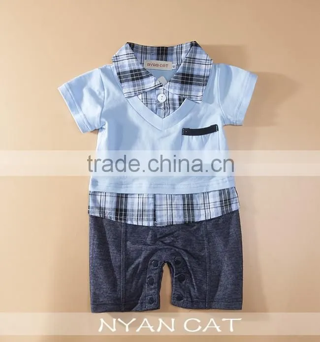 2016 New Arrival Baby Boy Kids Clothes Handsome Boy Jumpsuit Boy Lapel Rompers
