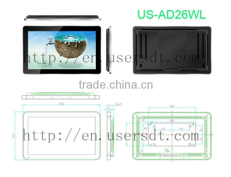 26 inch Wall Mount LCD Touch PC with i3 Dual Core
