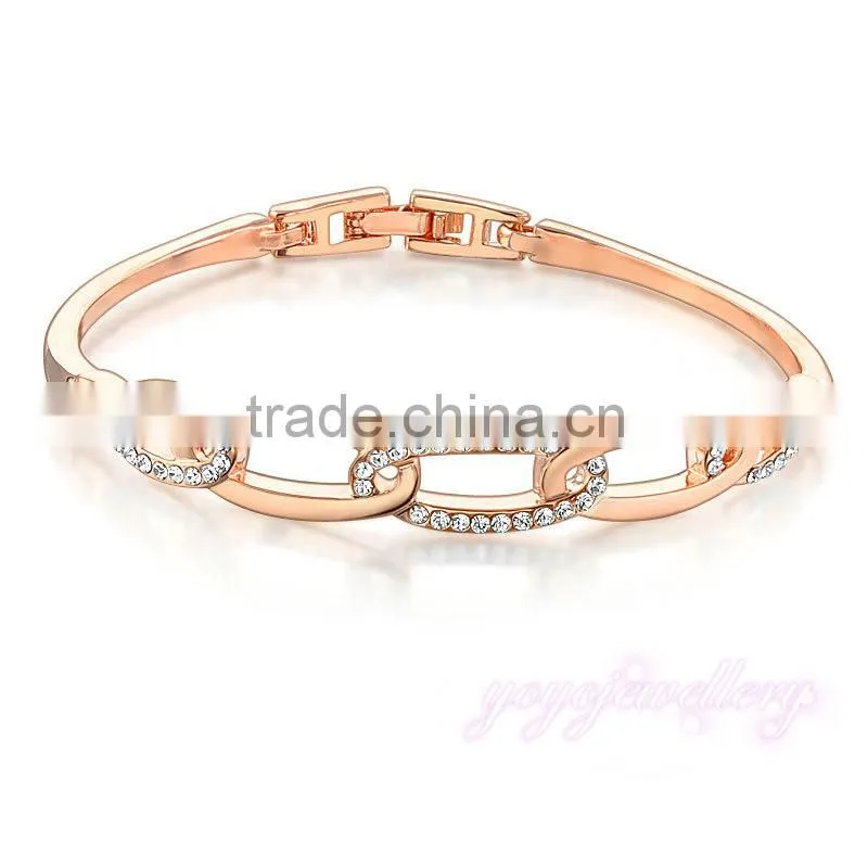 womens jewellery link shaped crystal 18k gold bangle saudi arabia jewelry