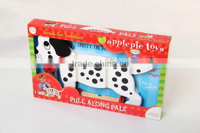 Toddler wooden dog pull toys