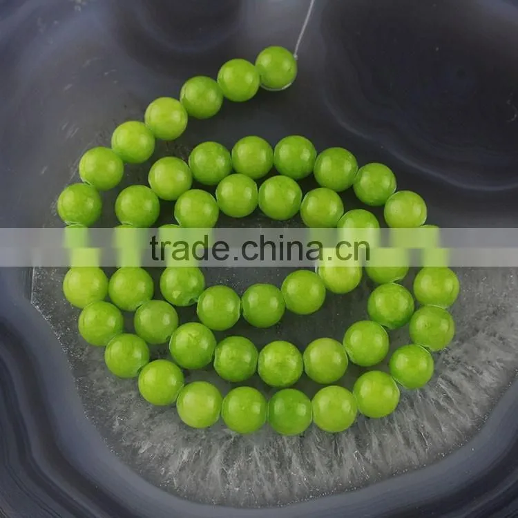 YJ1122-9 Dark green dyed jade stone beads strand