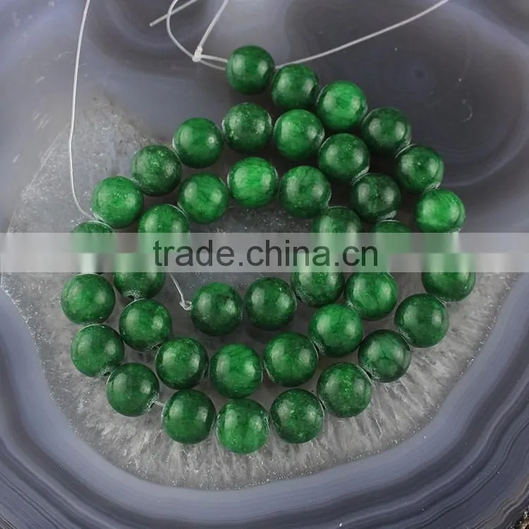 YJ1122-4 Dark green dyed jade stone beads strand for jewelry making