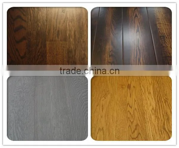 American oak solid wood stair tread with white brushed surface