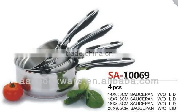 4Pcs Stainless Steel saucepan with impact bonding