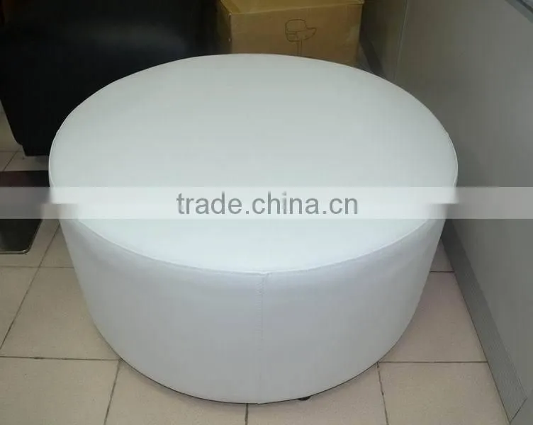 Comfotable white round leather fabric ottoman XYN261