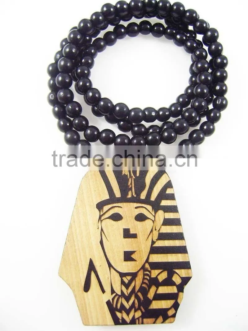 Men's Hip Hop good Last Kings Pendants Wood Rosary Chain Beads Necklaces