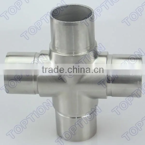 Stainless steel handrail tube connector elbow 4 way tee