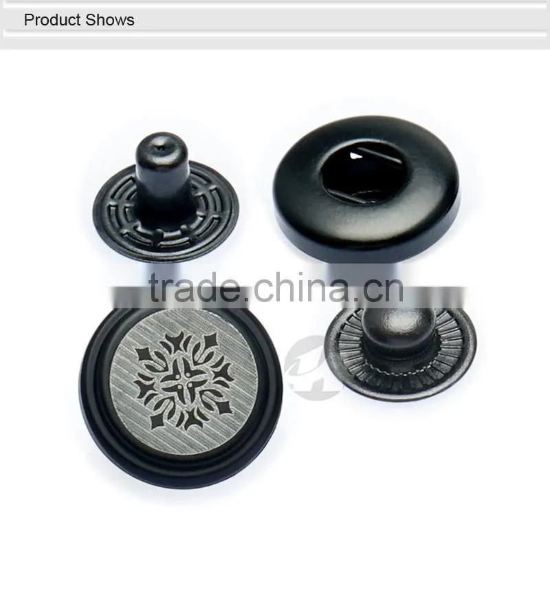 Decoration Black Flat Rim metal snap buttons for coats