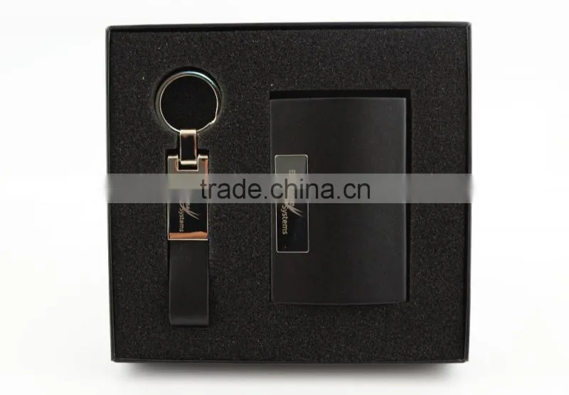 Engraved Set of Business Card Holder and Key Chain - Customized Personalised Gifts Idea