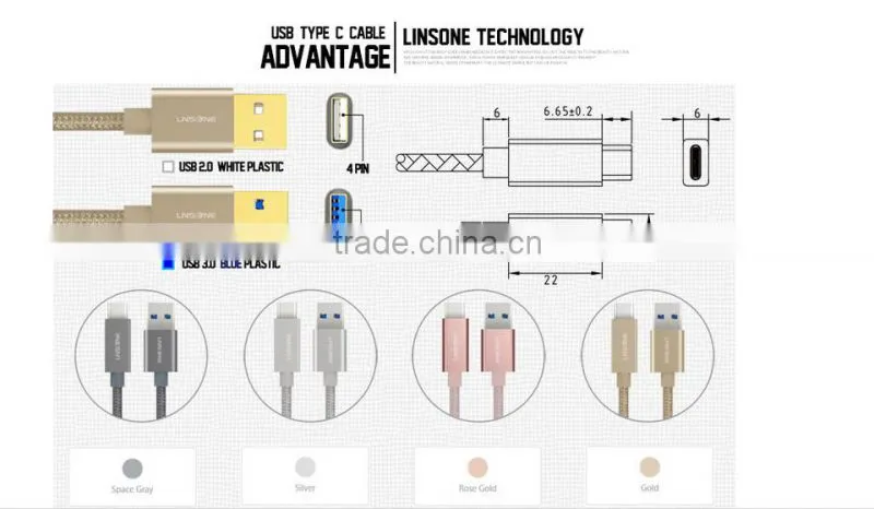 Fast Charging and Data transmission USB 3.1 Cable USB Type-c Cable 2016
