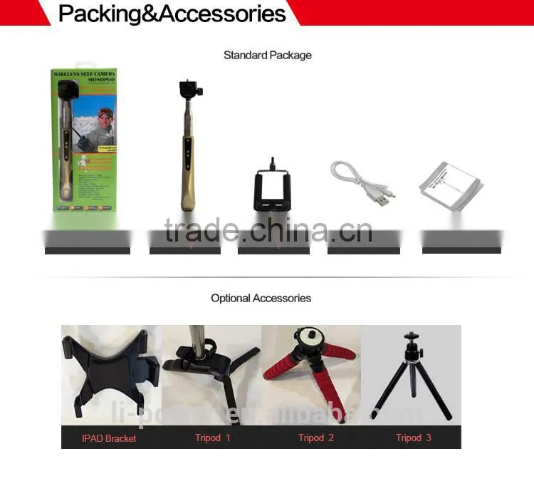 wireless Extendable Mobile Phone Selfie stick Holder