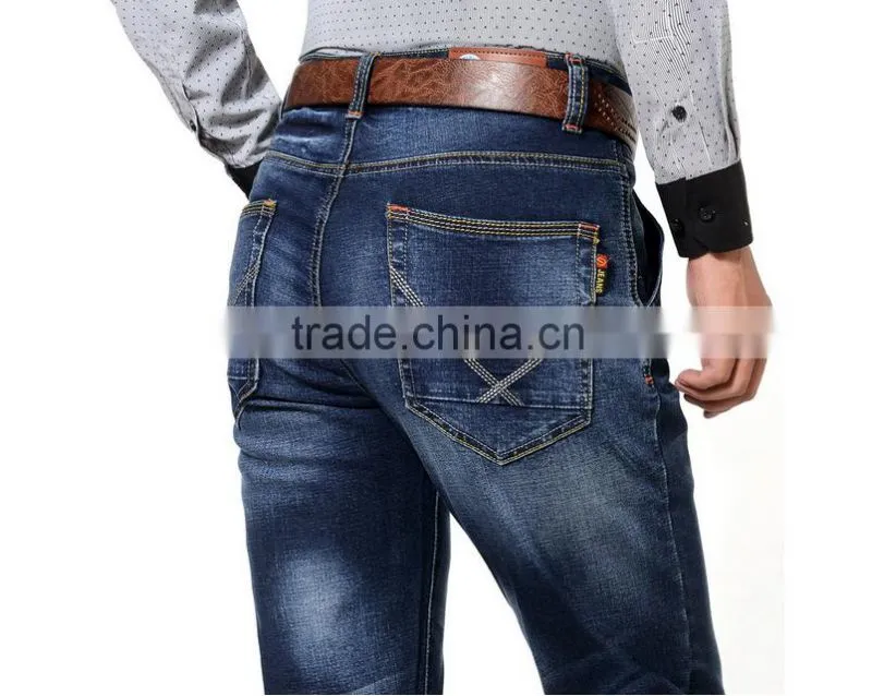 Fashion Straight Slim Jeans Classic Denim Trousers Fall Winter Elastic Long Pants Quality Trousers