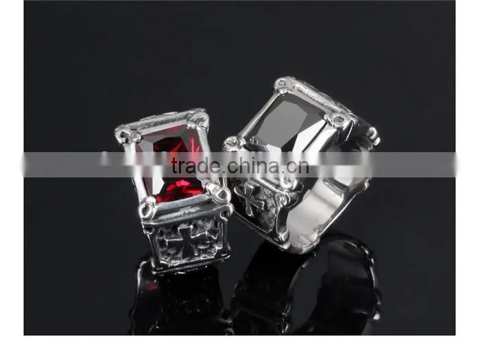 good quality AAA cubic zirconia stainless steel gemstone man rings