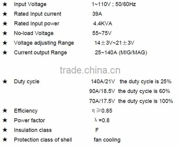 Single Phase Arc Welding PROMIG140 MIG Welding Machine