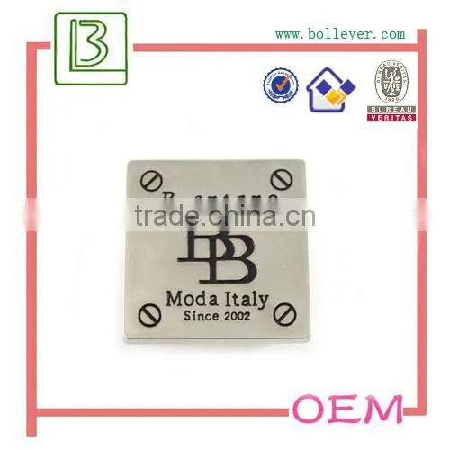 custom metal logo stickers for handbag making