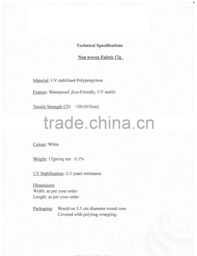 Weed Control Fabric, Ground Cover, PP Spunbond Non woven Landscape Fabric