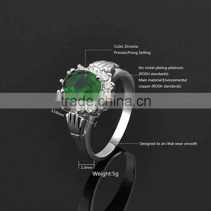 High Quality Green Stone Pave Setting Turquoise Silver Ring
