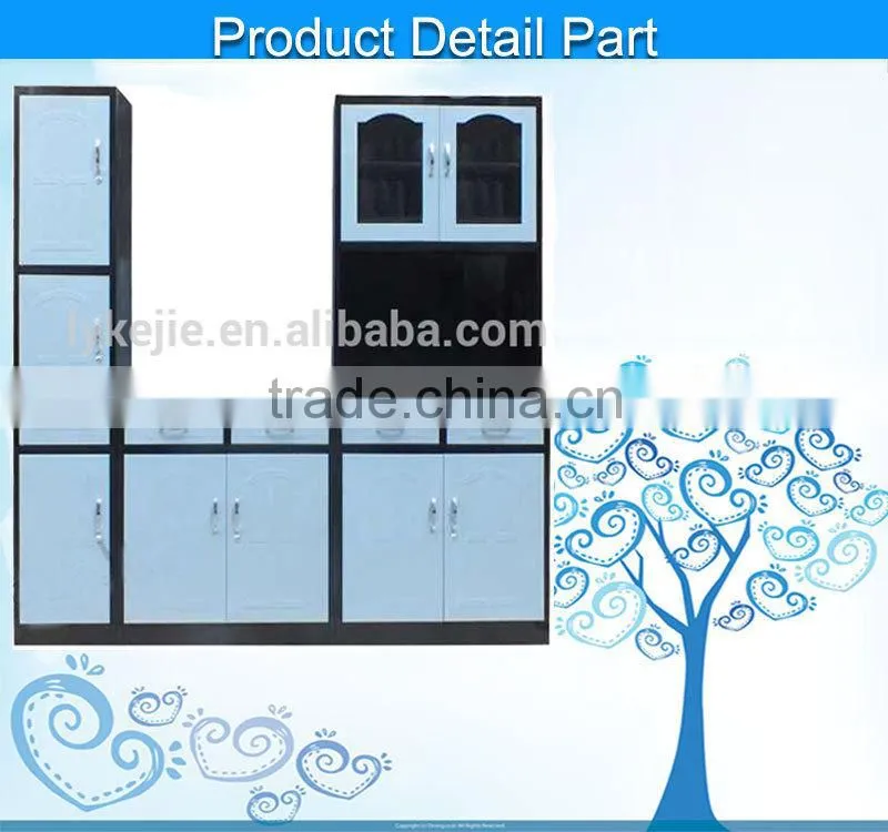 High Quality India Kitchen Stainless Steel Cabinet Shelves with Three Doors Cabinet