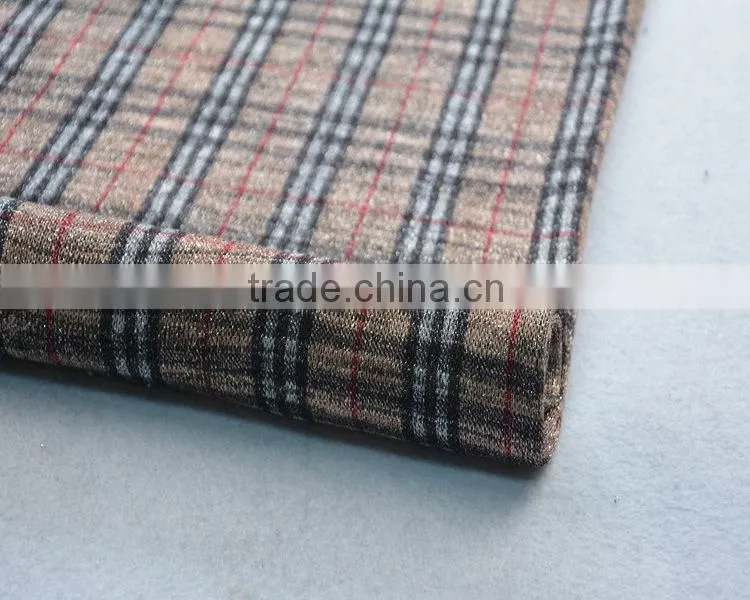 Jiufan Textile Knitted Printed Checks Design 100% Polyester Fabric For Clothing