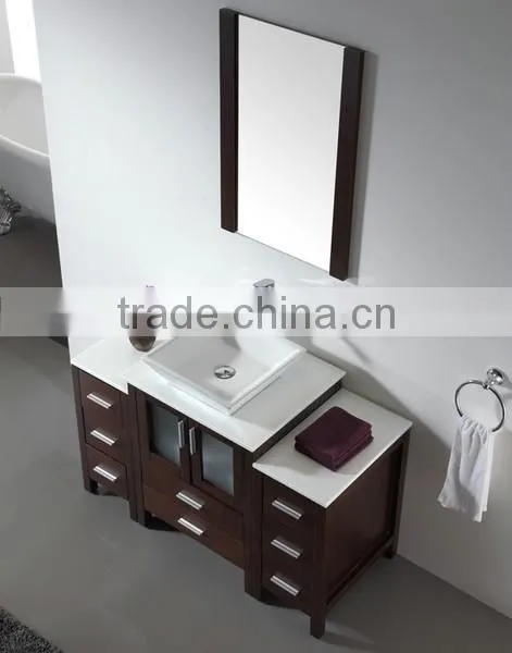 Wooden Bathroom Vanity Bathroom Wash Basin Square Counter top ceramic Bathroom furniture No.3199C