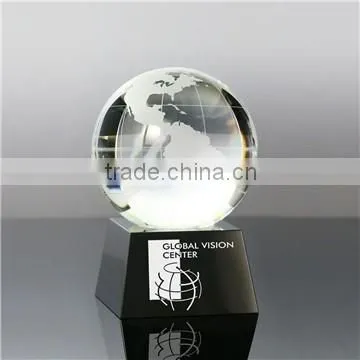Crystal cup trophy with black base for honor awards