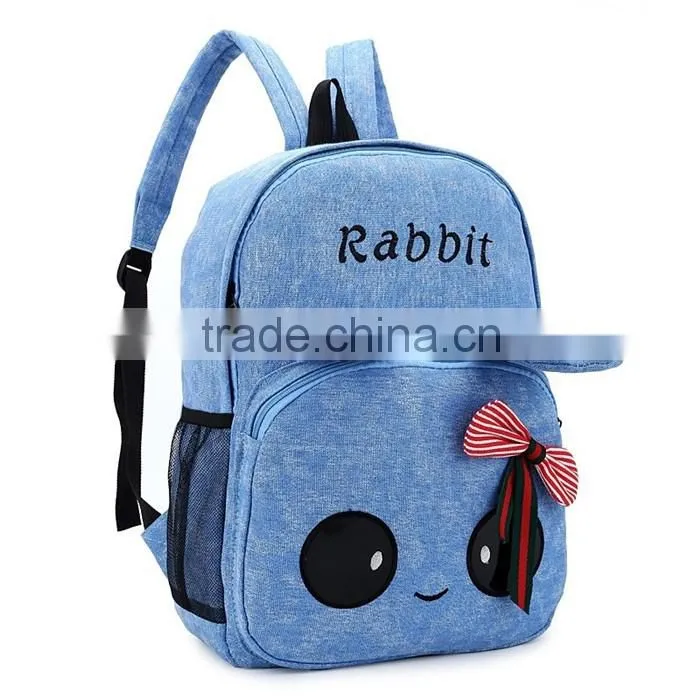 Korean Style Canvas Backpack Bag for Girls Bowknot Travel School Bag