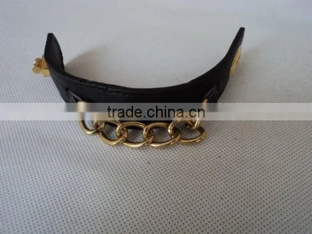punk rivets fashion design pu leather bangles Bracelet leather women factory directs