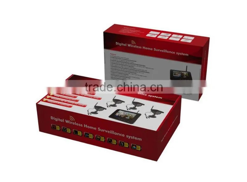 7 inch TFT LCD digital wireless 4CH DVR security system video baby monitor