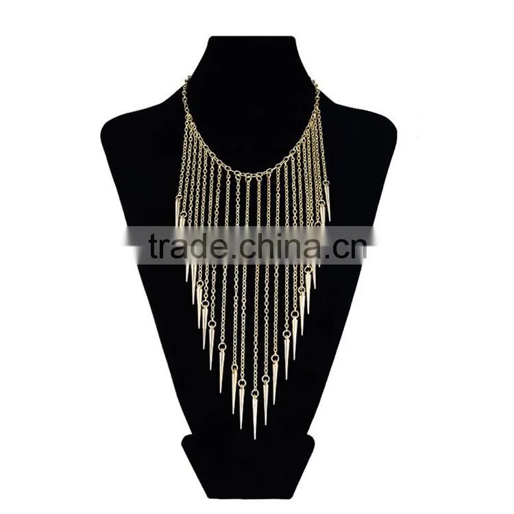 gold silver bullet tassel women accessories necklace