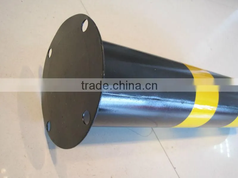 black and yellow security road barriers