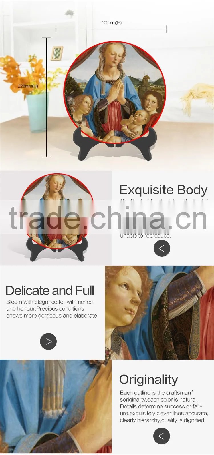 Catholic the Virgin Mary and Baby Jesus figurine painted plate decoration christianity religious gift