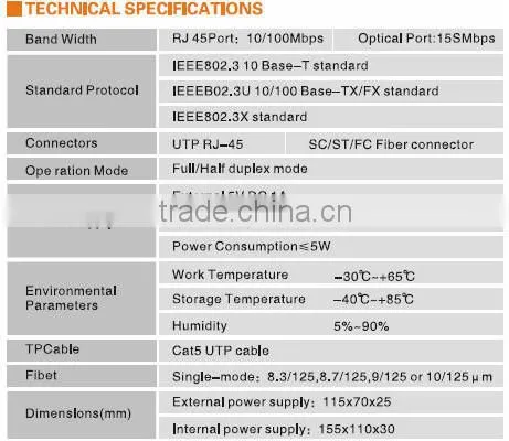 In stock 10/100M single fiber single mode SC, 9V 12V dc media converter