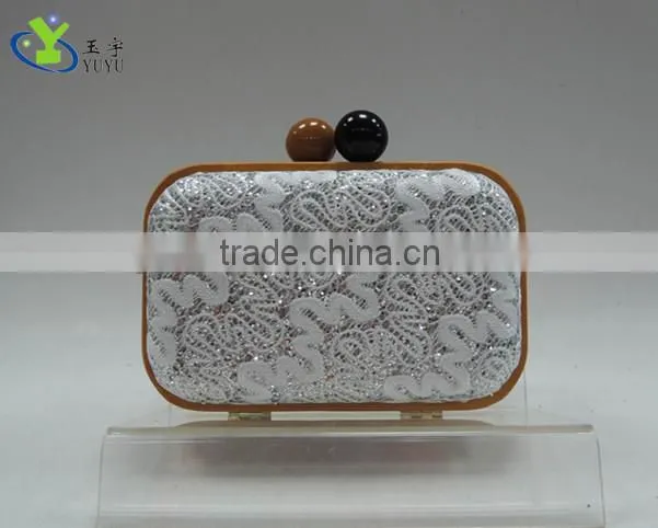 2014 embroidery sequin clutch box evening bag