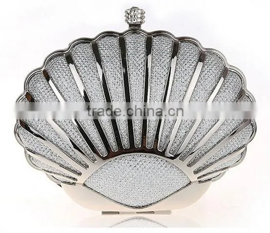 White Metal Frame Evening PU Clutch Bag