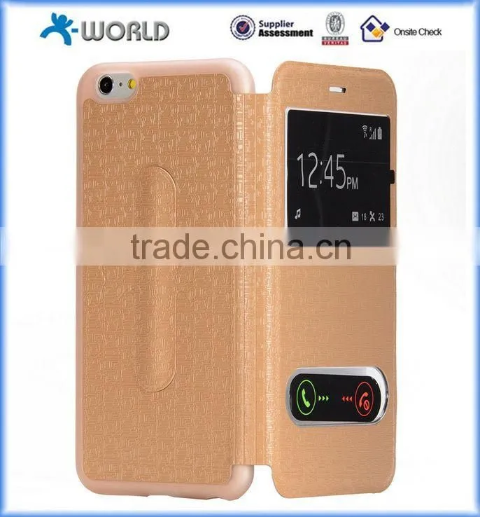 TPU Flip Case for iPhone 6S with Smart Window and Stand
