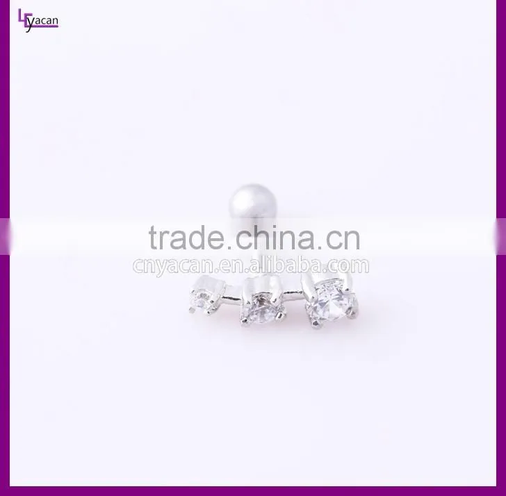 Cheap wholesale stud inspired earring Triple CZ tragus piercing