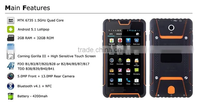 rugged EZ0023 BATL BT55 android 5.1 Mobile Phone Shockproof oem