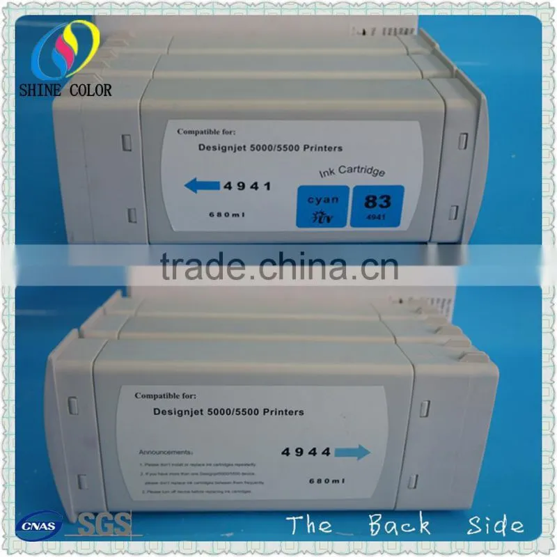 680ML compatible bulk UV pigment ink cartridge for HP 83 Designjet 5000 5500 5500ps 5100