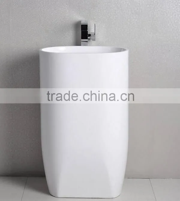 Solid Surface Table Top Man-made Stone Pedestal Basin, artificial stone Freestanding wash basin