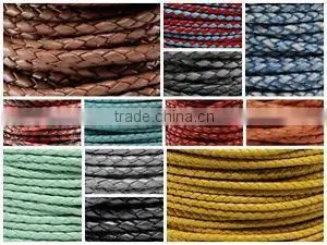 Bolo Braided Round Leather Cords |100% Genuine Leather Corda/ 3mm Braided Bolo Cord Round