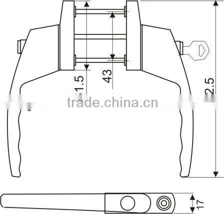90110528* Zinc alloy pair of handles with lock for outward opening door & window