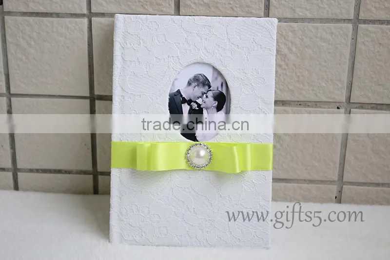 Unique design wedding record memories guest book with photo frame you can put photo in the cover