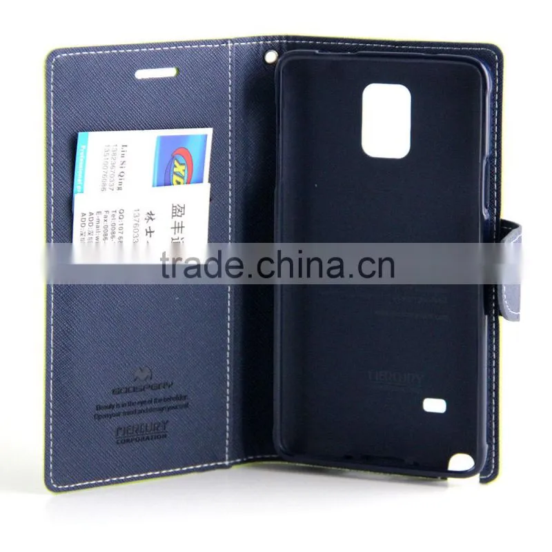 Mercury goospery leather flip case for Note4, Newest Shockproof Credit Card Slots Case for samsung