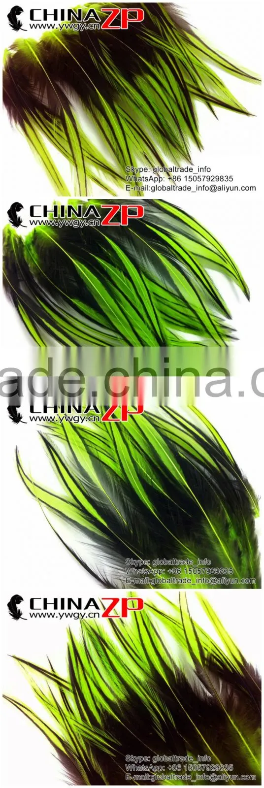 ZPDECOR Feather Hair Extension Dyed Lime Green Laced Medium Rooster Cape Feathers