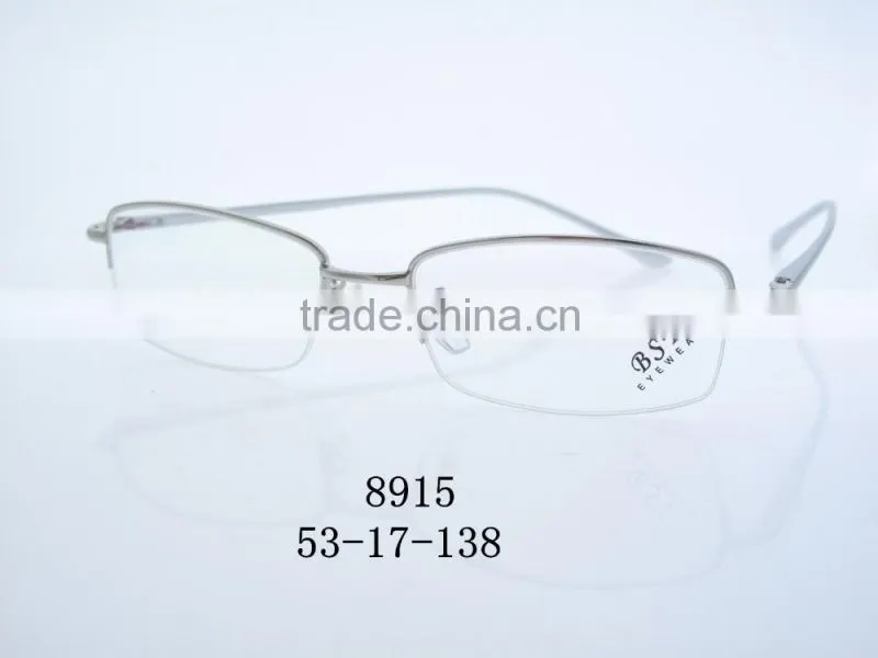 2016 New stylish woman metal optic glasses half rimless 8915