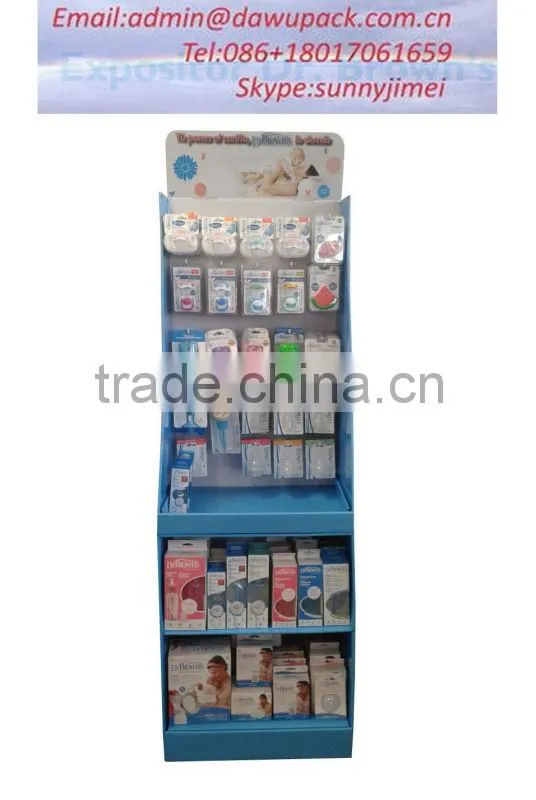 Cardboard paper peg display stand and rack for baby'products promotion